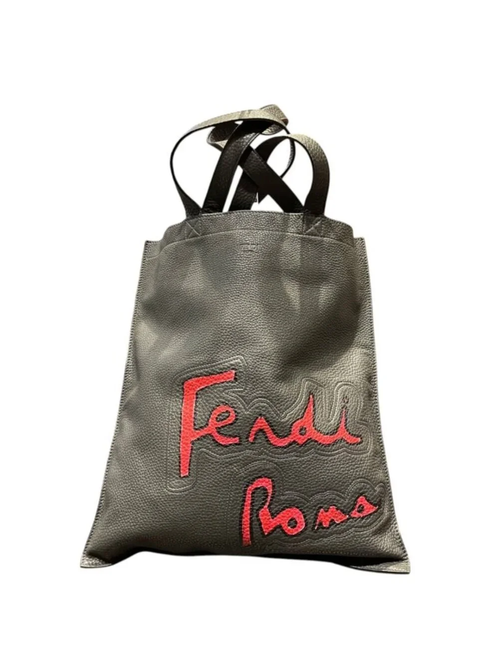 Fendi Flat Tote Bag Leather Suede